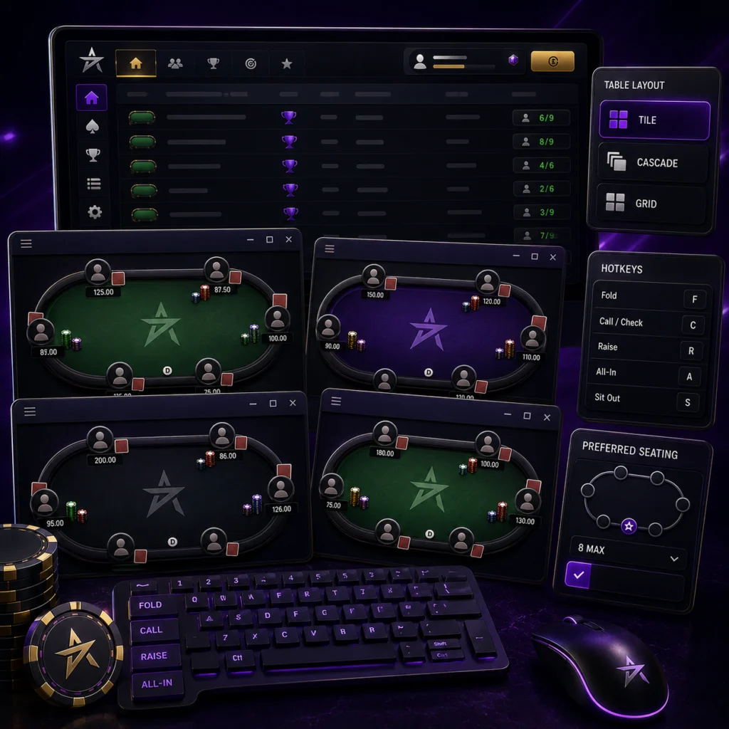 ACR Poker multi-tabling tile cascade layouts
